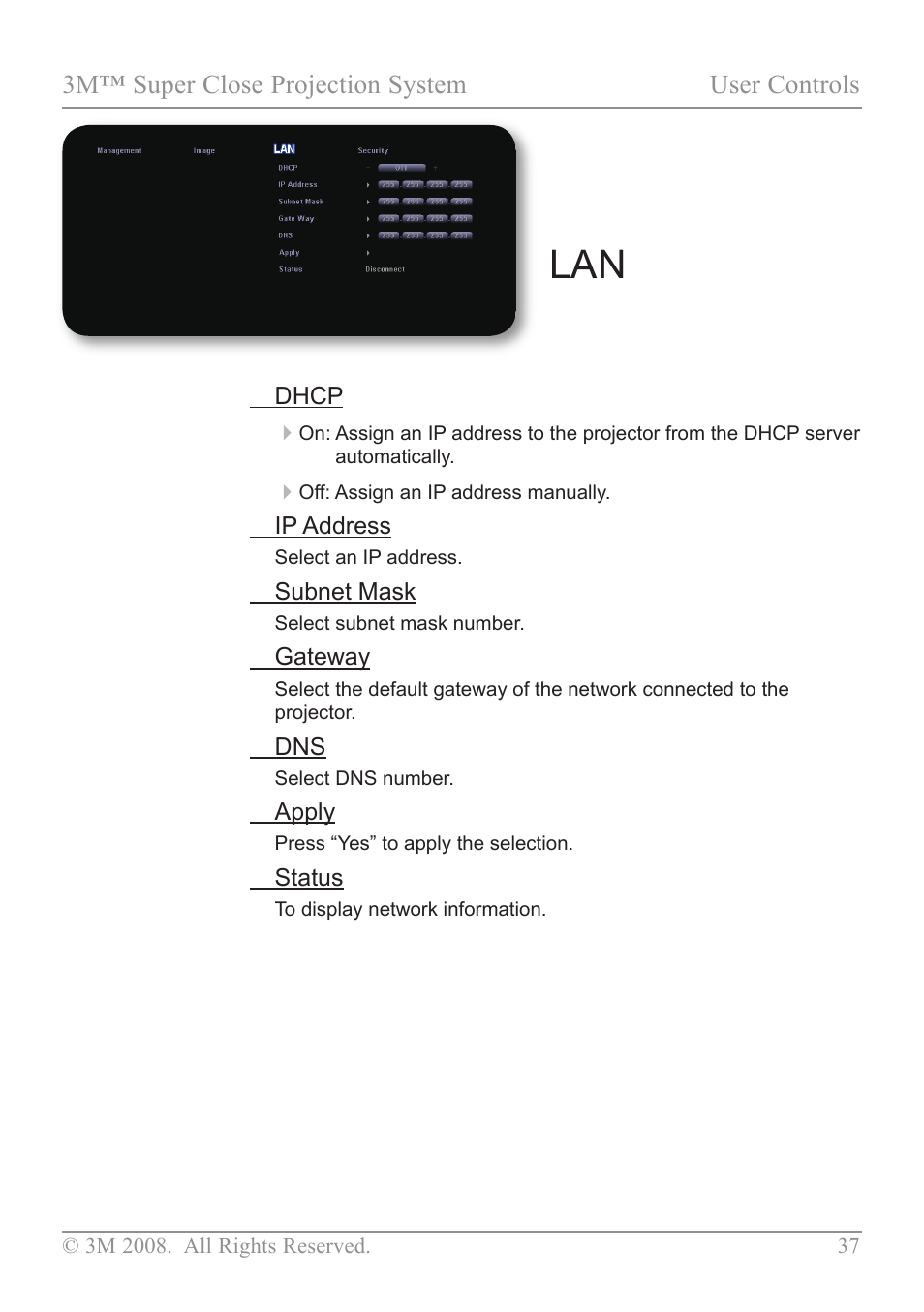 3m™ super close projection system user controls | 3M SCP717 User Manual | Page 42 / 58