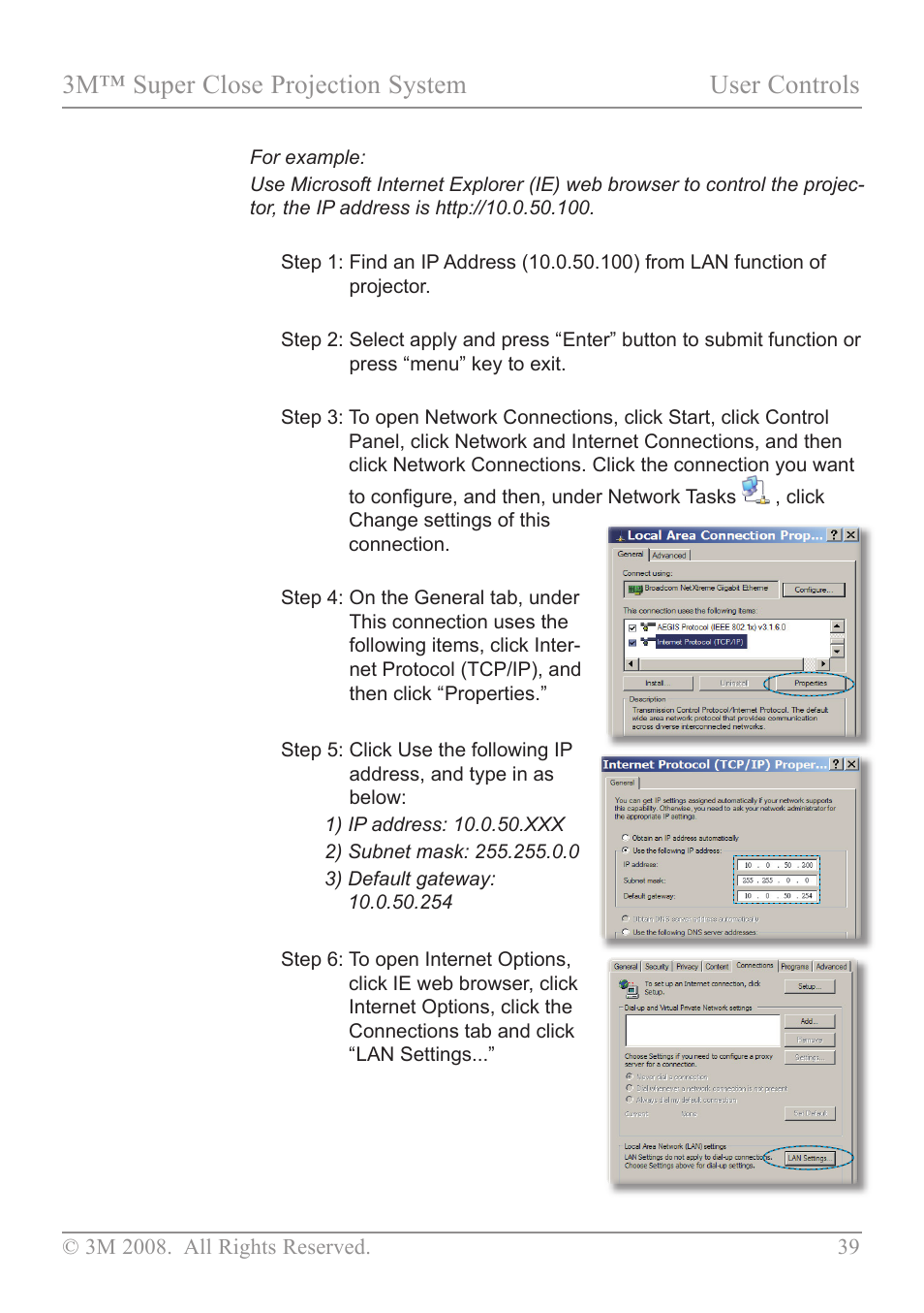 3m™ super close projection system user controls | 3M SCP717 User Manual | Page 44 / 58