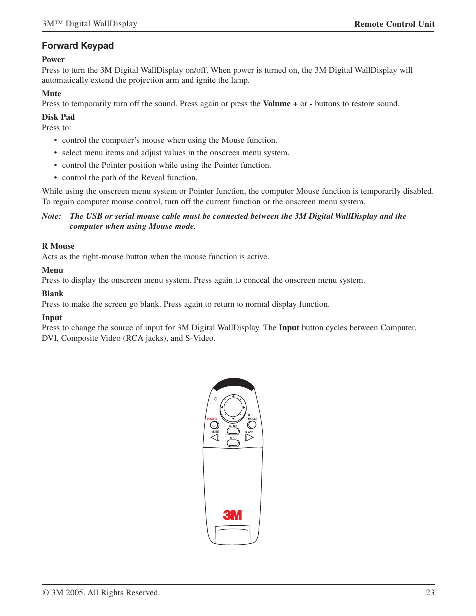 Forward keypad | 3M 9000PD User Manual | Page 23 / 46