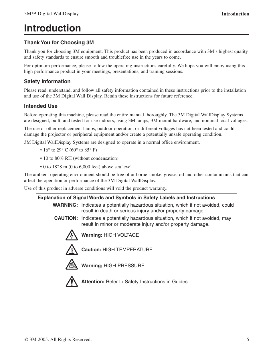 Operator's guide, Thank you for choosing 3m, Safety information | Intended use, Introduction | 3M 9000PD User Manual | Page 5 / 46