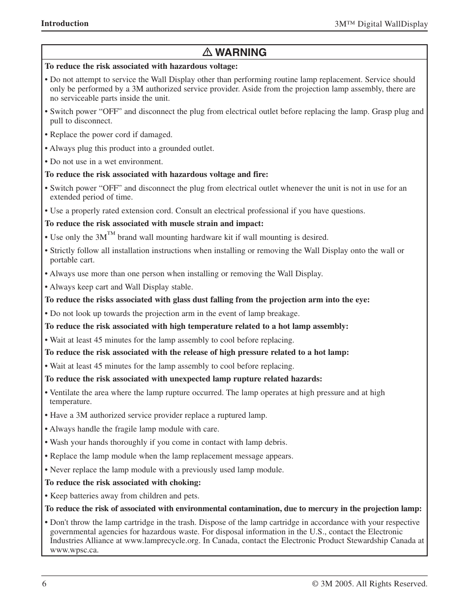 Warning | 3M 9000PD User Manual | Page 6 / 46