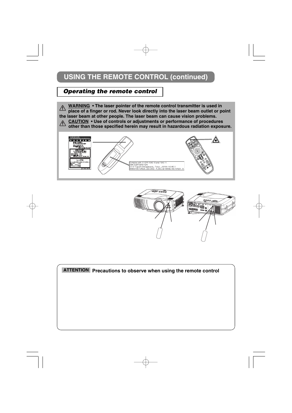 Using the remote control (continued), Operating the remote control | 3M MP8790 User Manual | Page 15 / 44