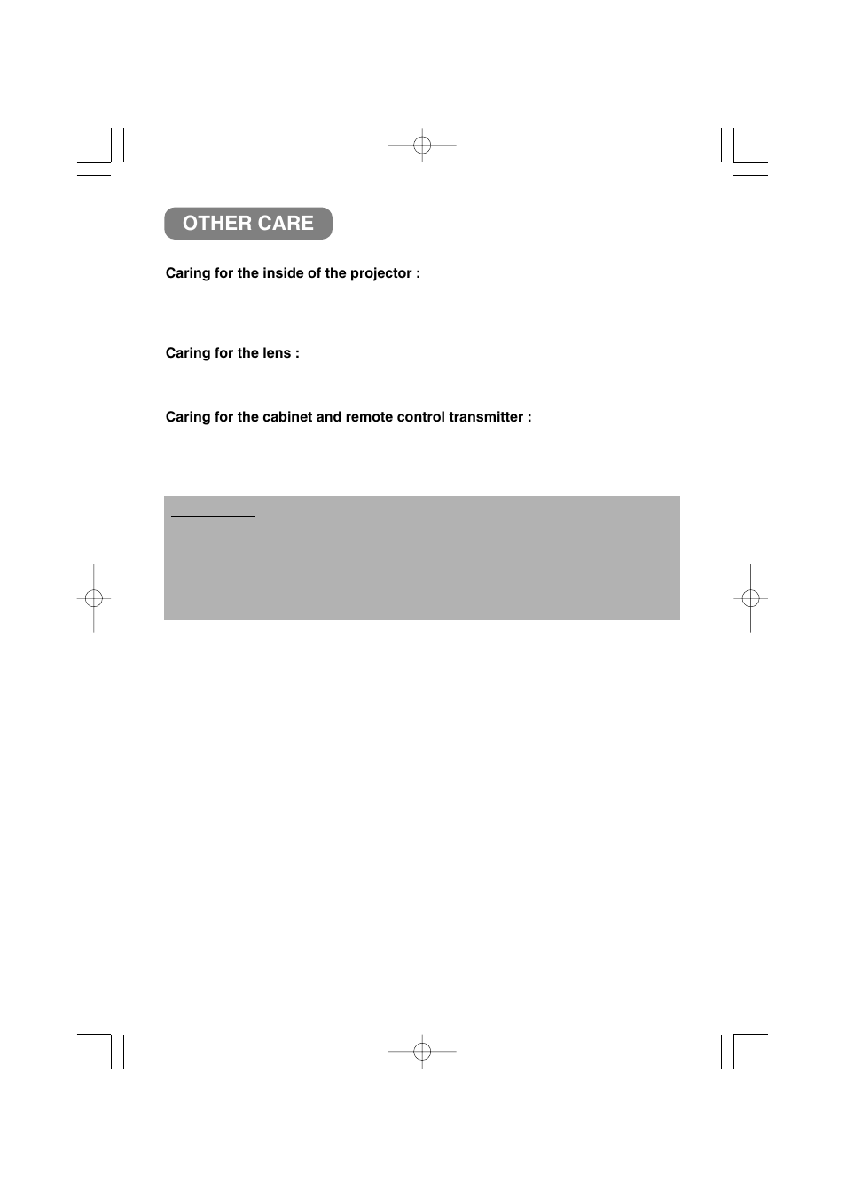 Other care | 3M MP8790 User Manual | Page 38 / 44