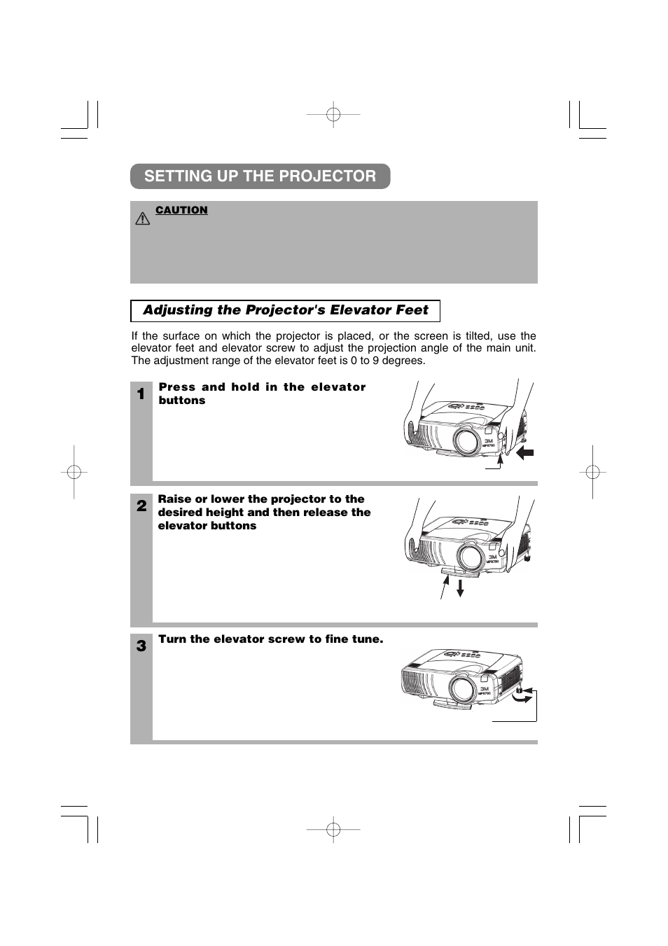 Setting up the projector | 3M MP8790 User Manual | Page 7 / 44