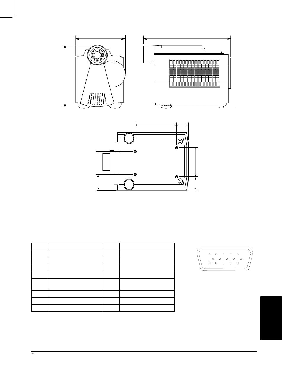A–4. physical dimensions, A–5. computer video (rgb) input terminal | 3M MP8660 User Manual | Page 30 / 38