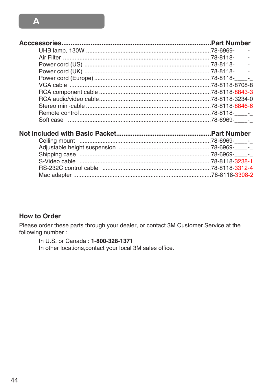 Accessories | 3M S10C User Manual | Page 44 / 45