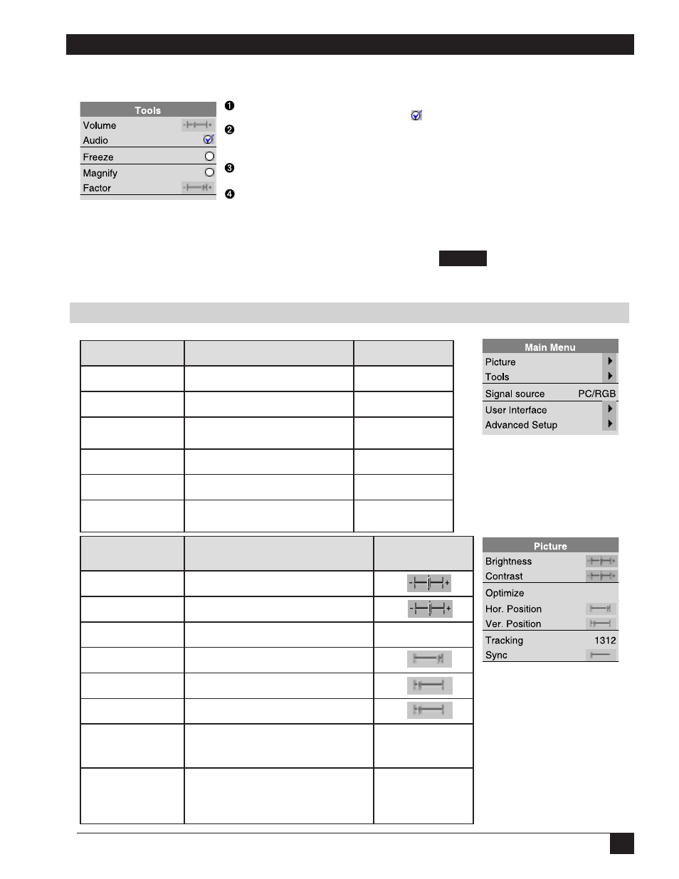 5. menu adjustments/settings | 3M MP7760 User Manual | Page 15 / 36