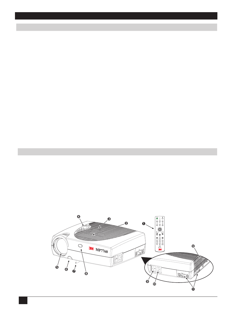 Section 2: production description, 1. machine characteristics, 2. parts identification list | 3M MP7760 User Manual | Page 8 / 36