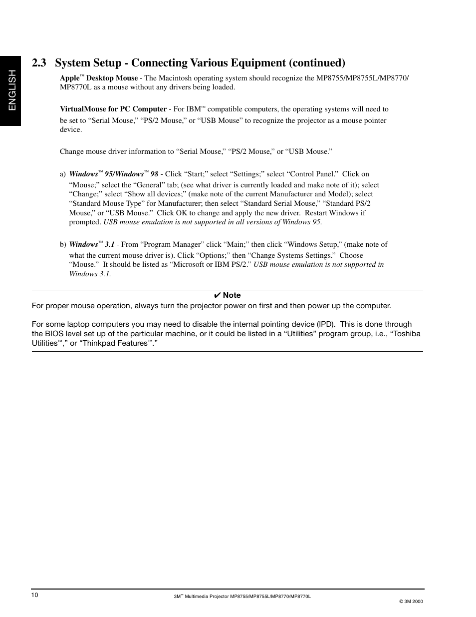 English | 3M MP8755/MP8755L User Manual | Page 12 / 28