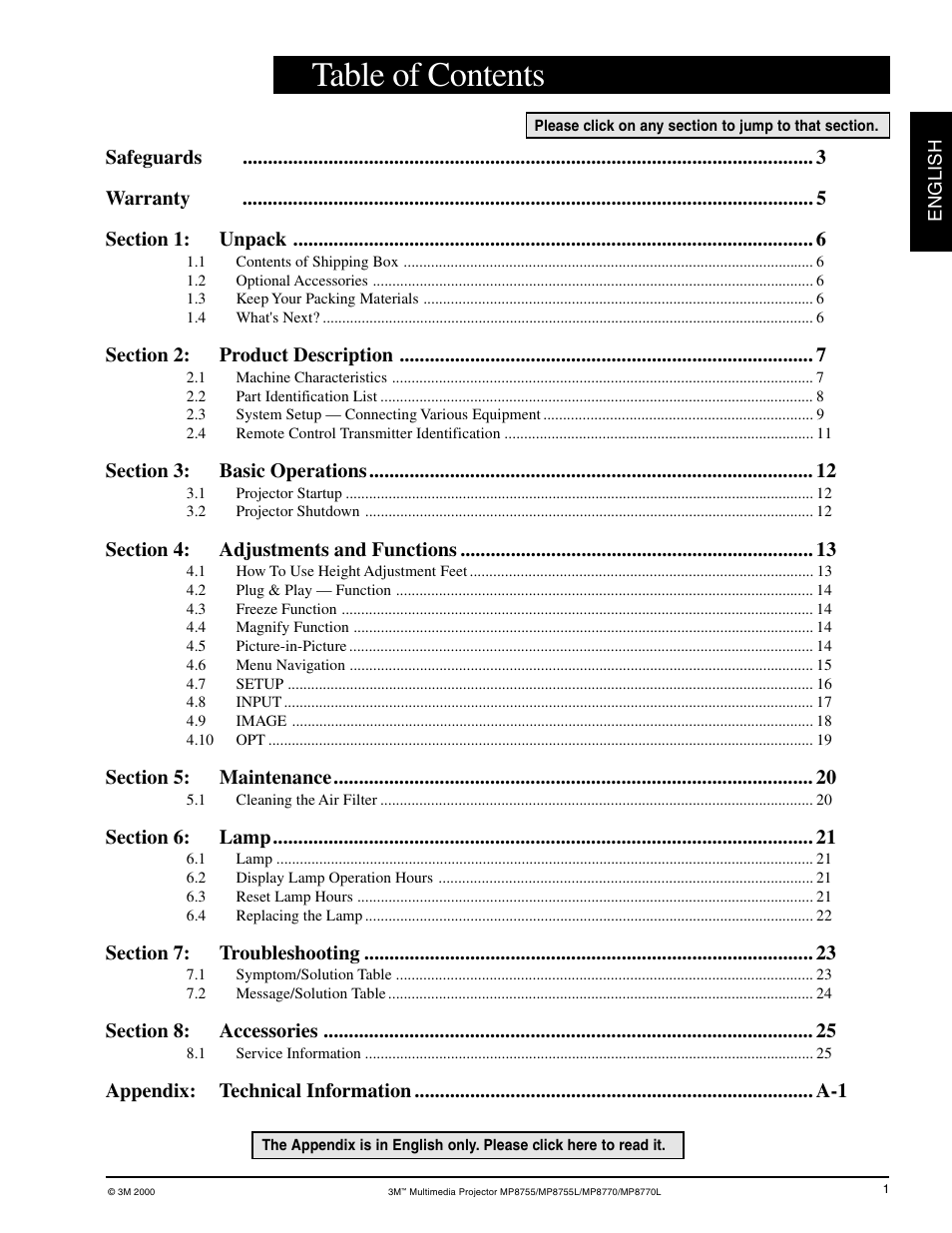 3M MP8755/MP8755L User Manual | Page 3 / 28