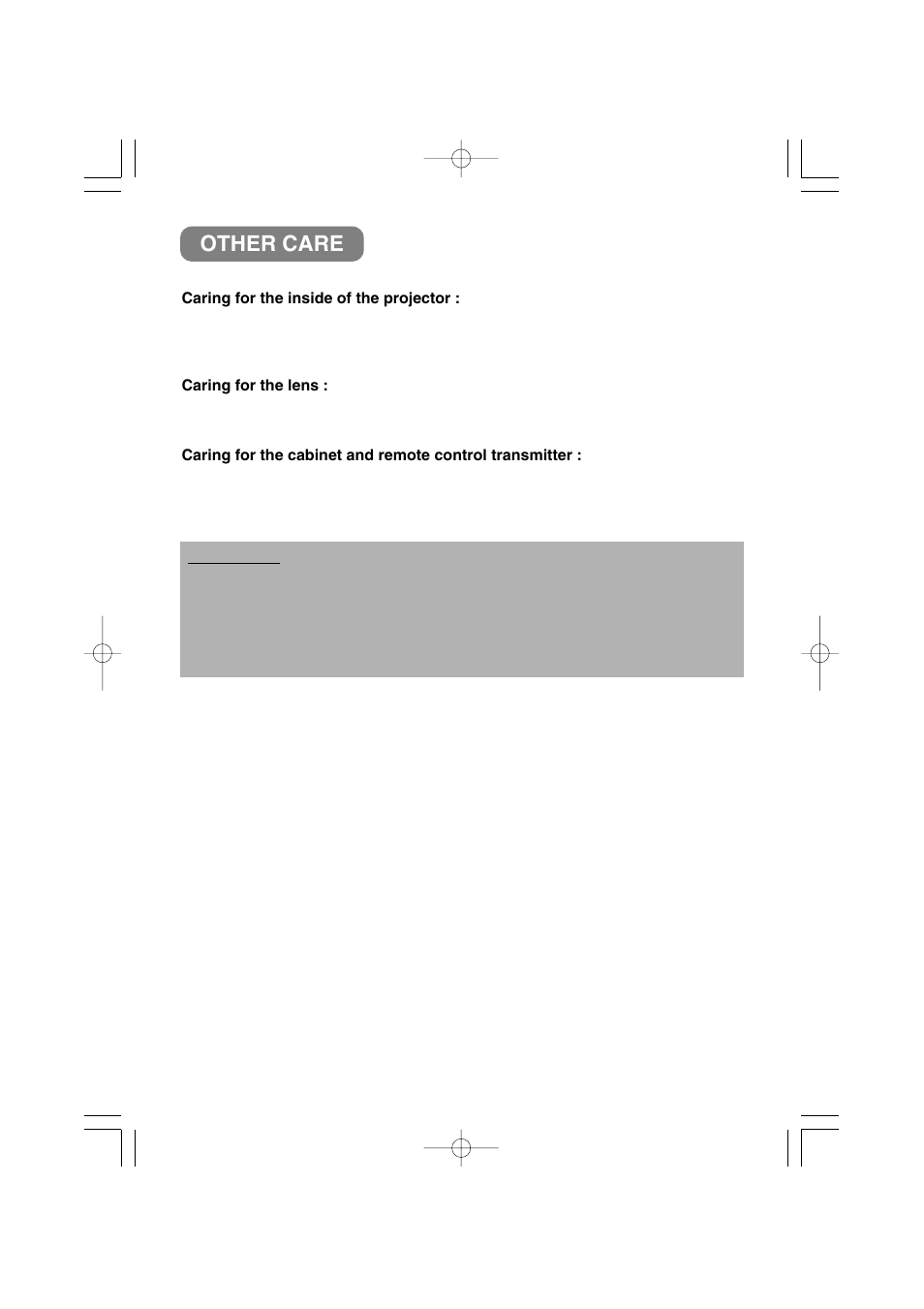 Other care | 3M MP7640i/MP7740i User Manual | Page 34 / 40