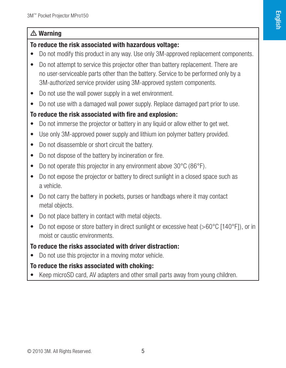 3M MPro150 User Manual | Page 5 / 58