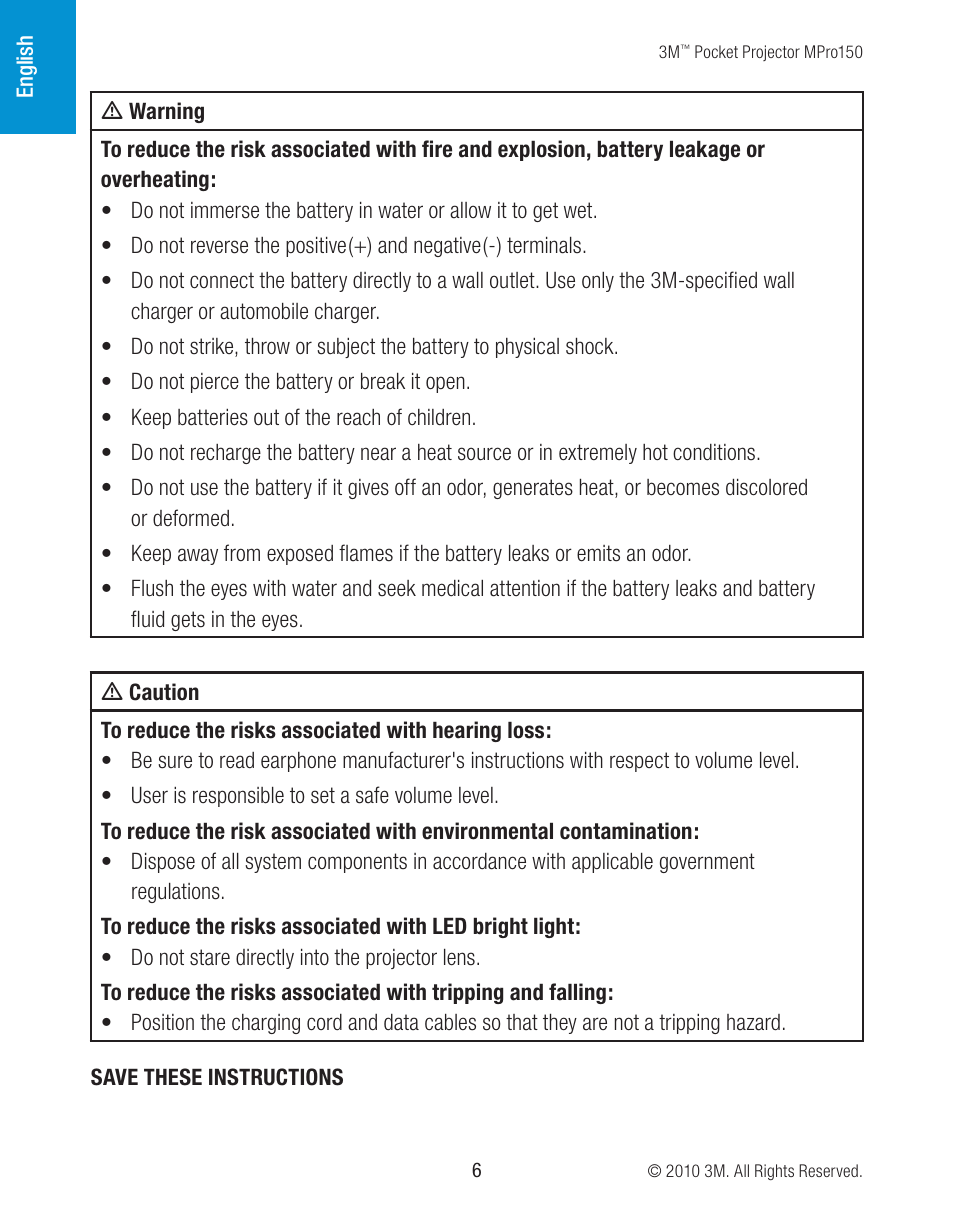 3M MPro150 User Manual | Page 6 / 58