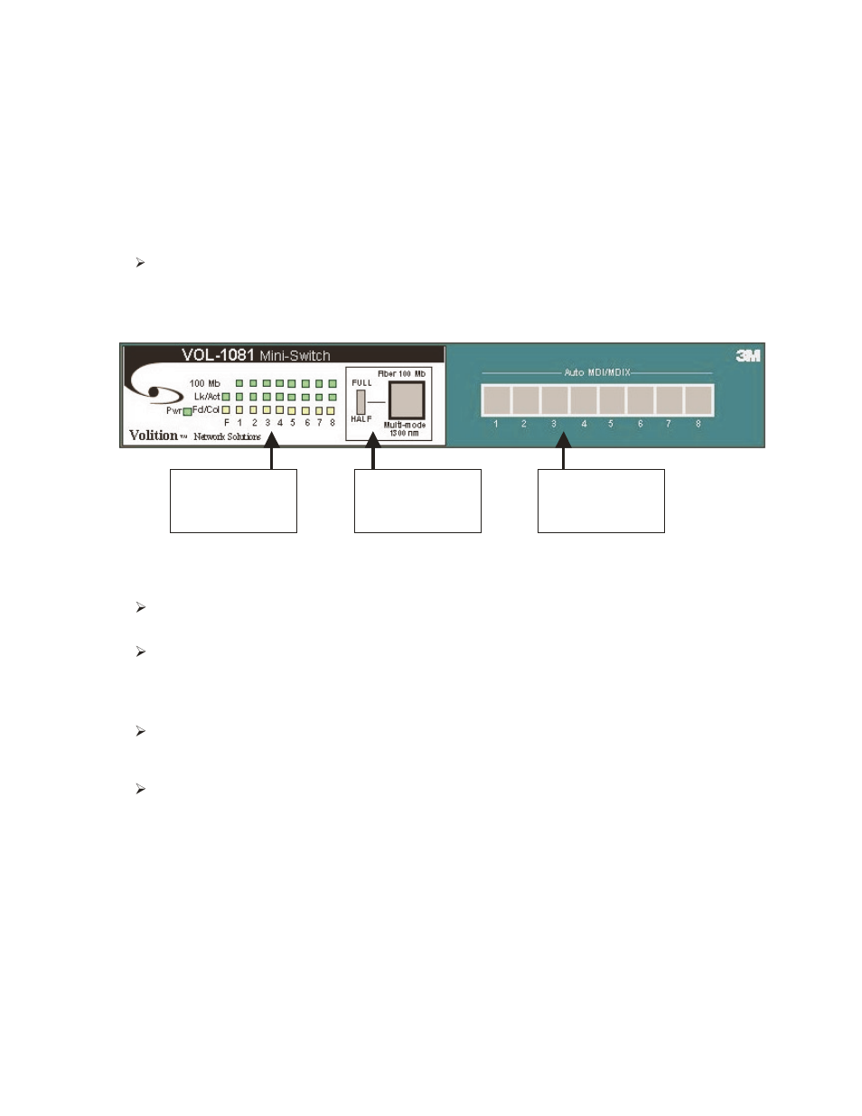 Hardware description, Front panel | 3M Volition VOL-1081 User Manual | Page 5 / 12