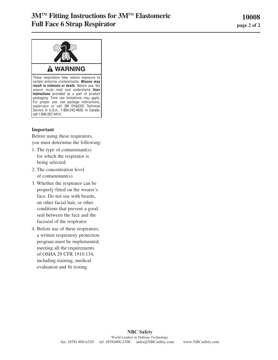 Fitting instructions for 3m | 3M 10008 User Manual | Page 2 / 2