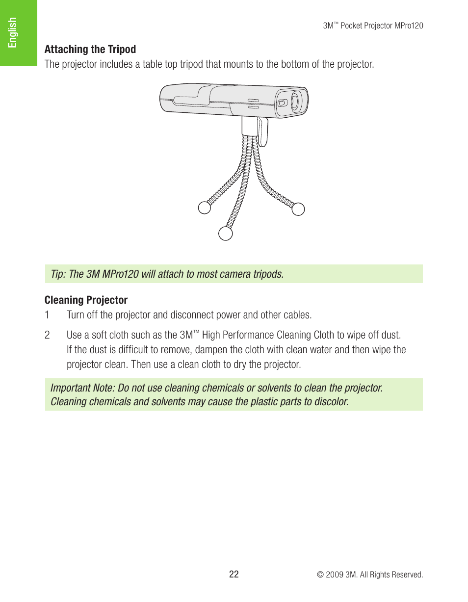 3M MPro120 User Manual | Page 22 / 32