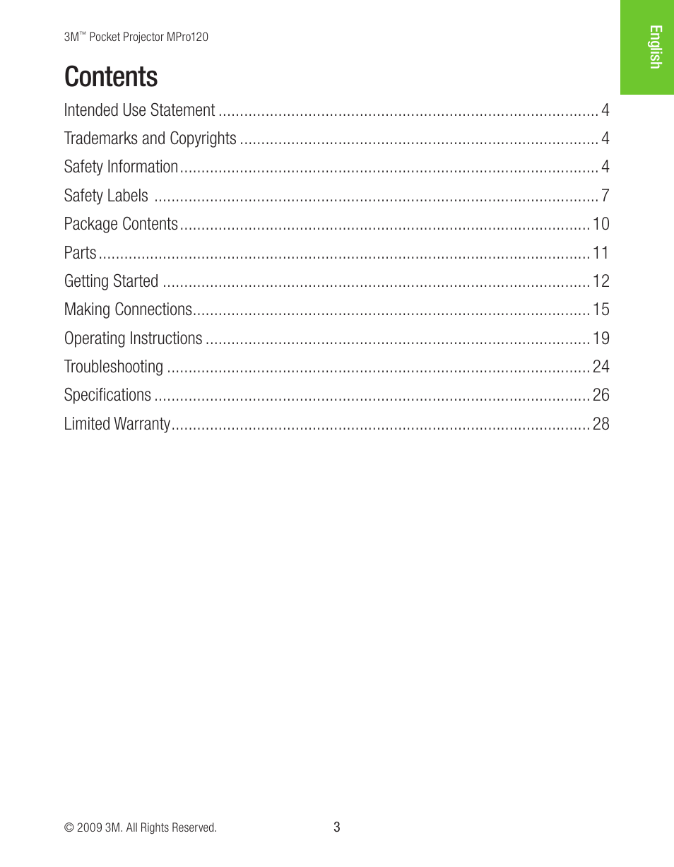 3M MPro120 User Manual | Page 3 / 32