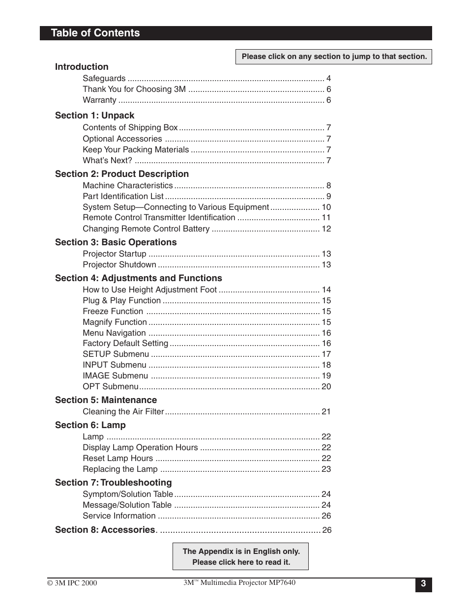 3M MP7640 User Manual | Page 3 / 28