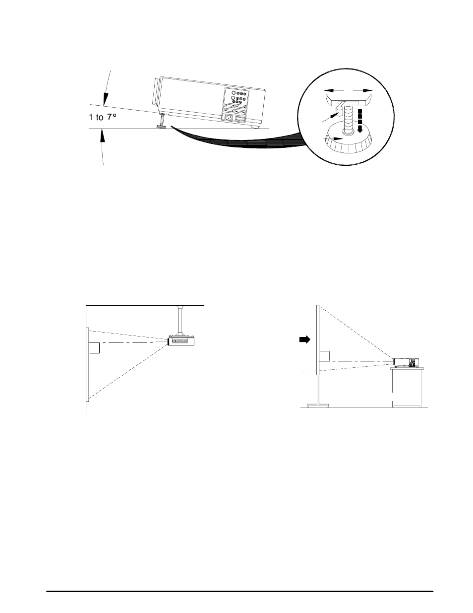 3. now what, Adjusting the projector elevation, Ceiling mount considerations | Rear projection | 3M MP8030 User Manual | Page 12 / 31