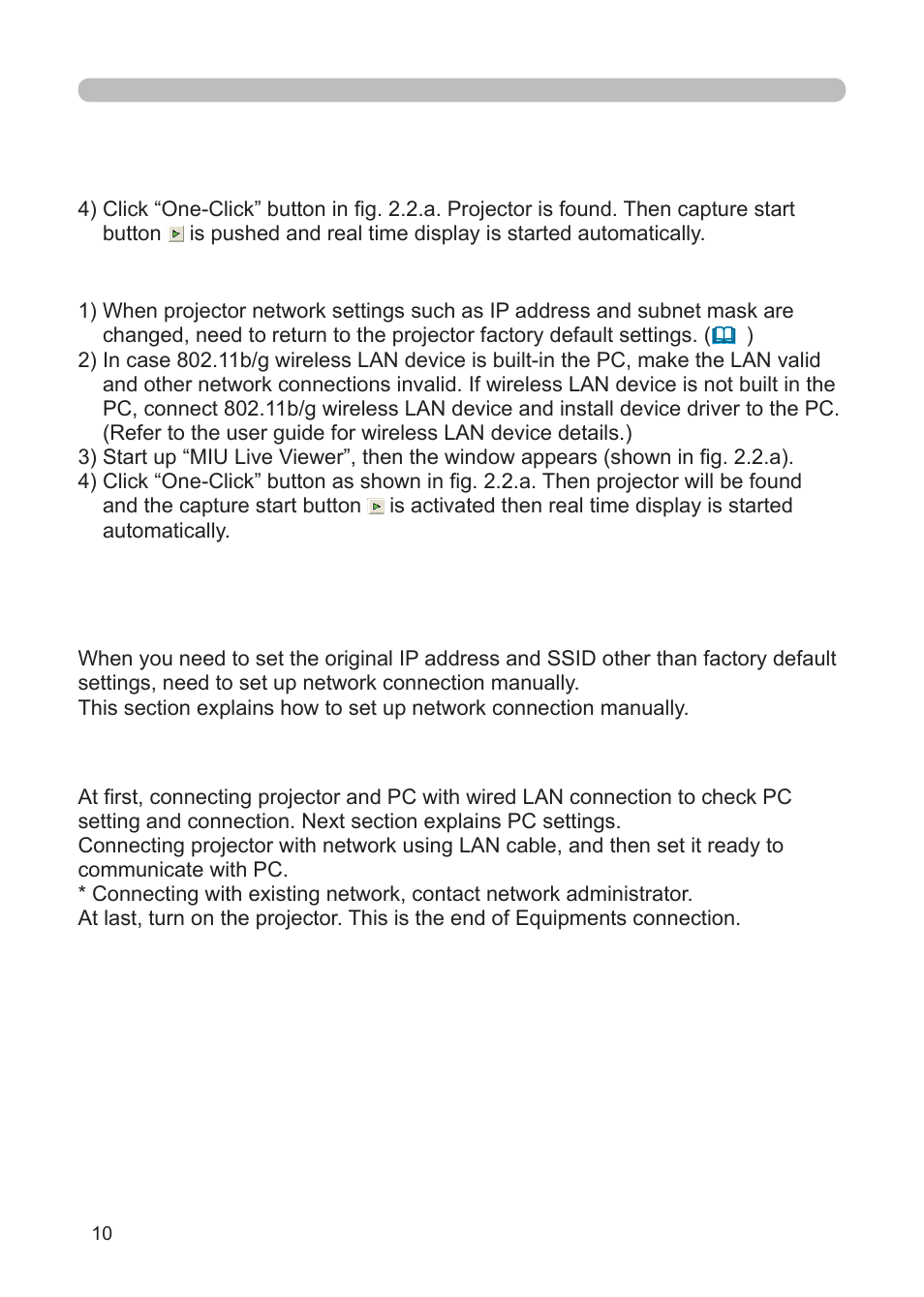 3 manual network connection setting – wired lan | 3M Multimedia Projector X62w User Manual | Page 10 / 84