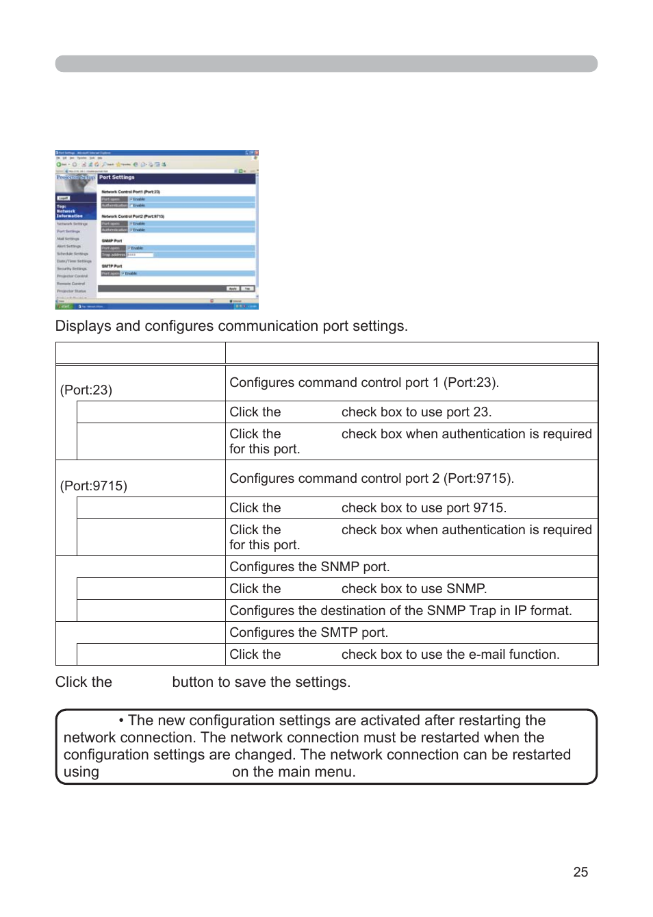 3 port settings | 3M Multimedia Projector X62w User Manual | Page 25 / 84