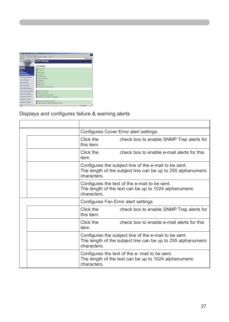 5 alert settings | 3M Multimedia Projector X62w User Manual | Page 27 / 84