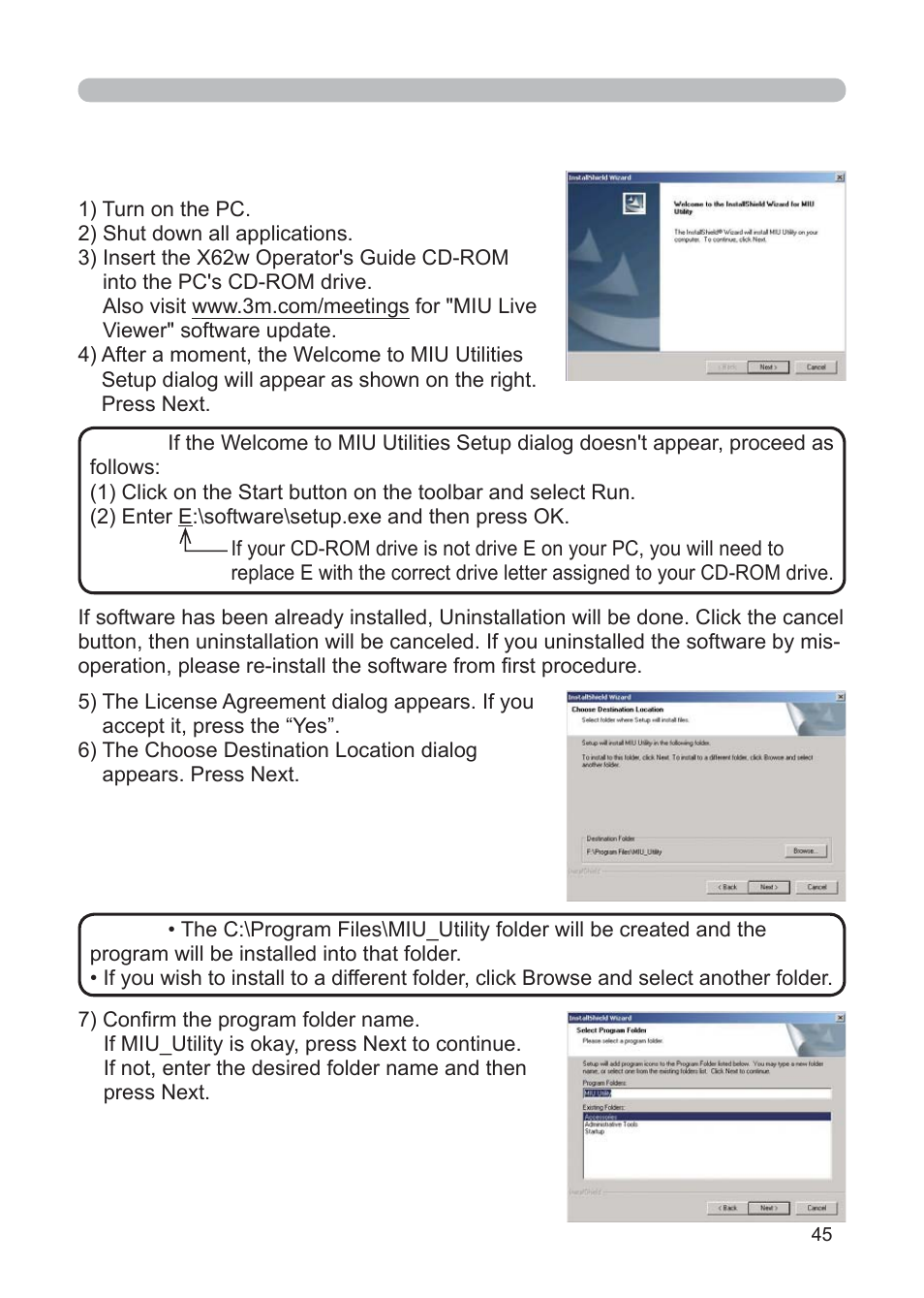 3M Multimedia Projector X62w User Manual | Page 45 / 84