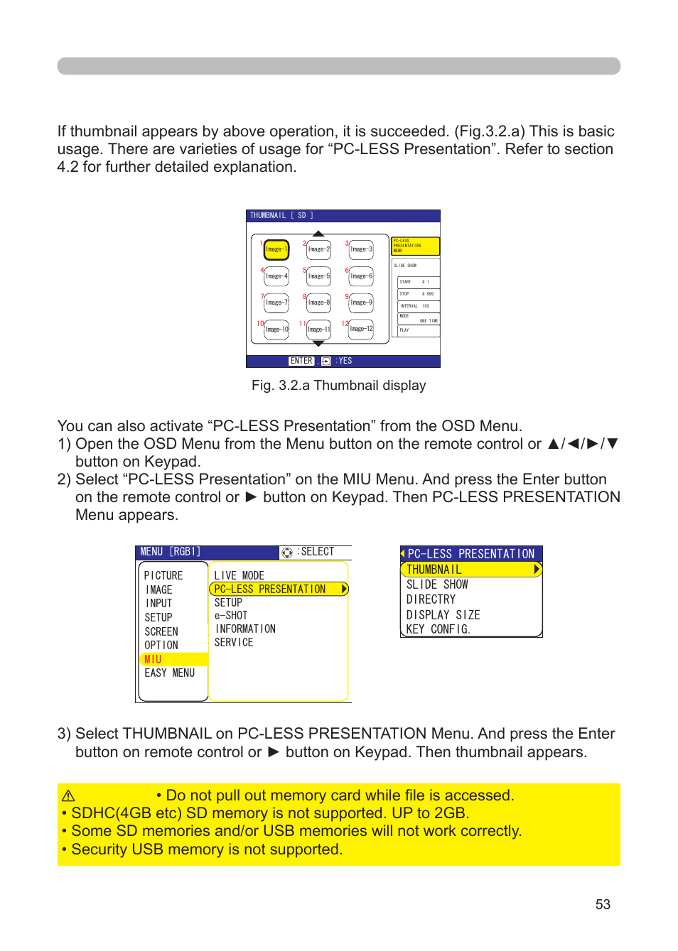 Fig. 3.2.a thumbnail display, How to use projector software – basics | 3M Multimedia Projector X62w User Manual | Page 53 / 84