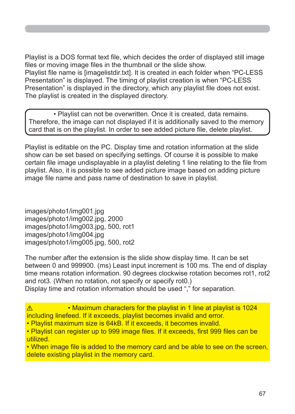 3 playlist | 3M Multimedia Projector X62w User Manual | Page 67 / 84