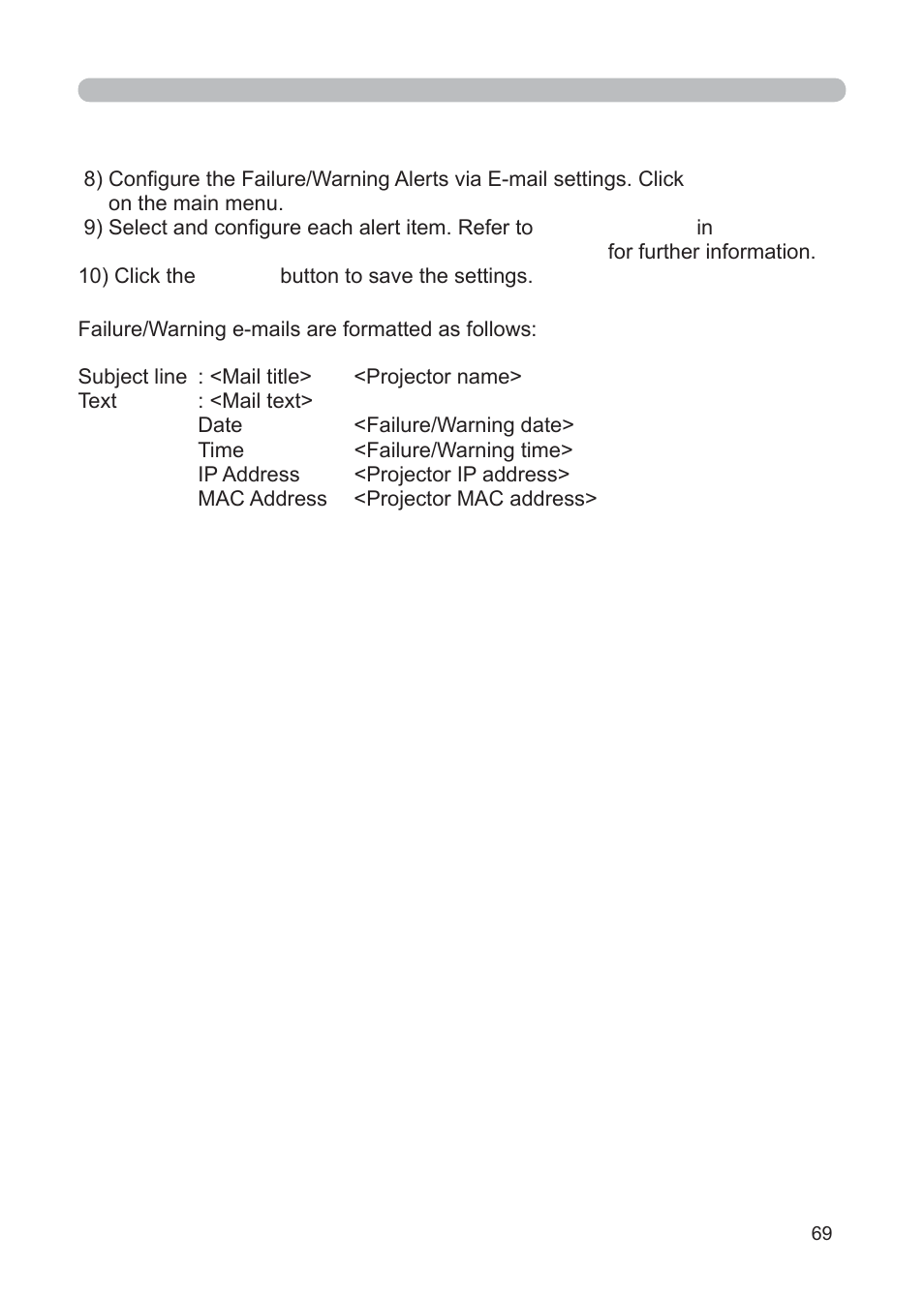 3M Multimedia Projector X62w User Manual | Page 69 / 84