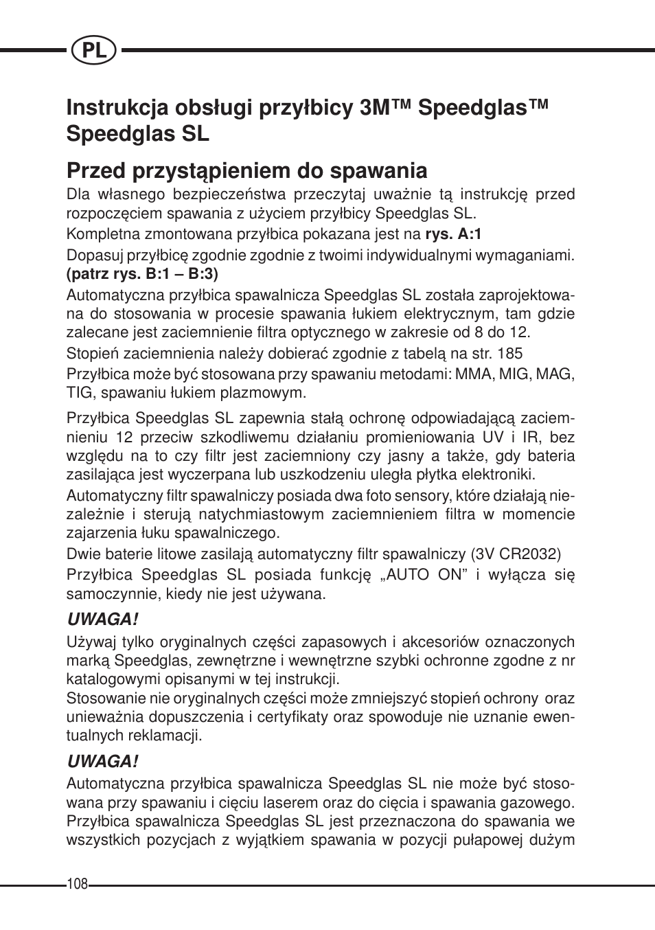 3M SPEEDGLAS SL User Manual | Page 108 / 187