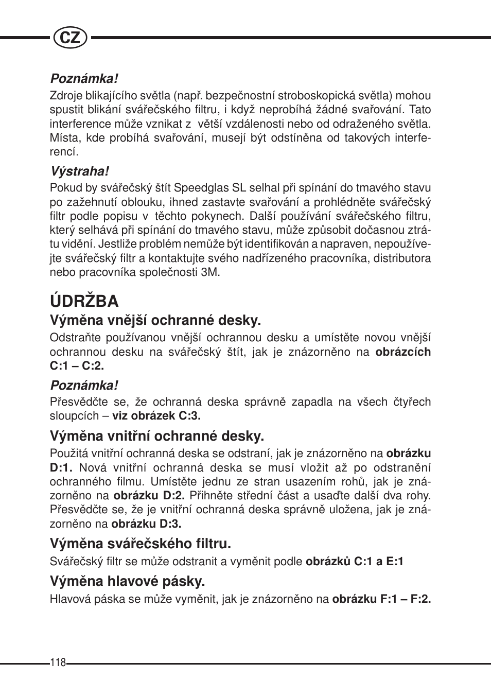 Údržba | 3M SPEEDGLAS SL User Manual | Page 118 / 187