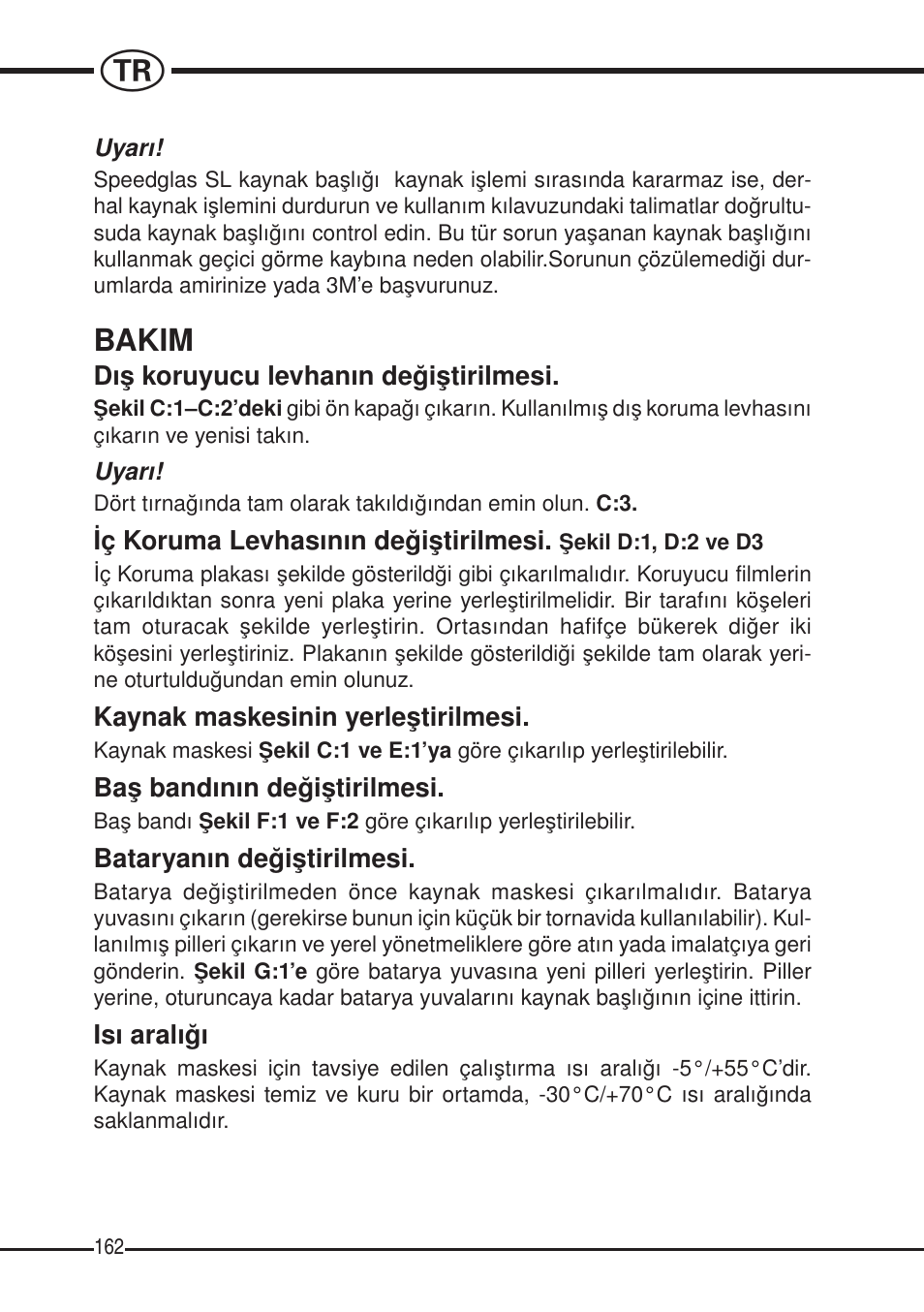 Bakim | 3M SPEEDGLAS SL User Manual | Page 162 / 187