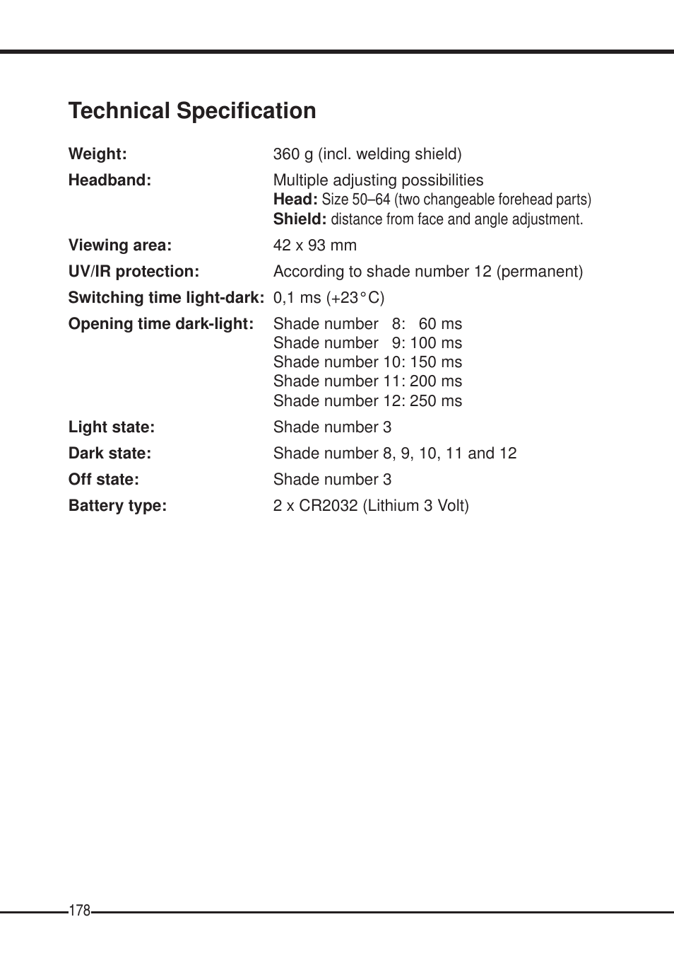 Technical specification | 3M SPEEDGLAS SL User Manual | Page 178 / 187