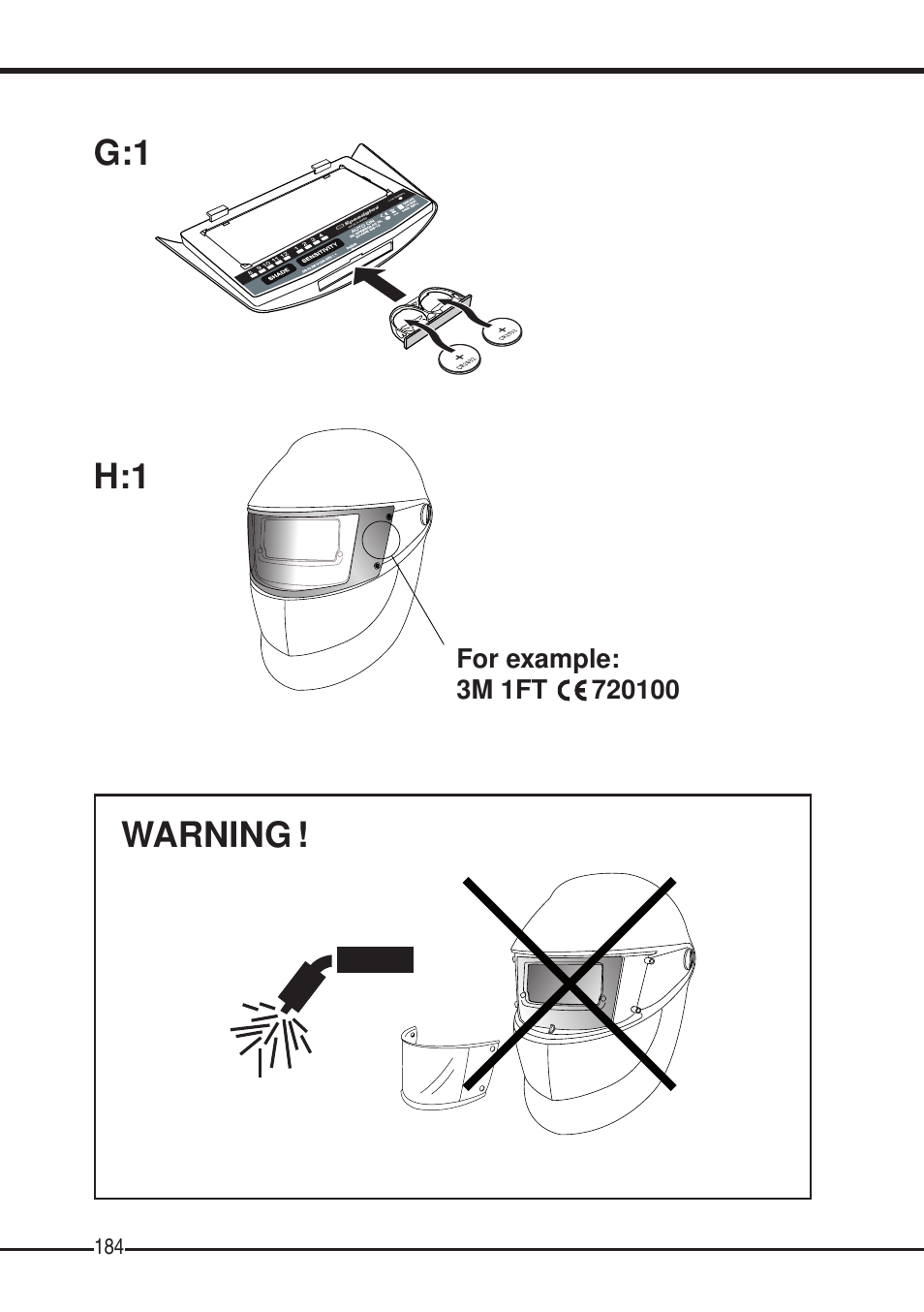 G:1 h:1, Warning | 3M SPEEDGLAS SL User Manual | Page 184 / 187