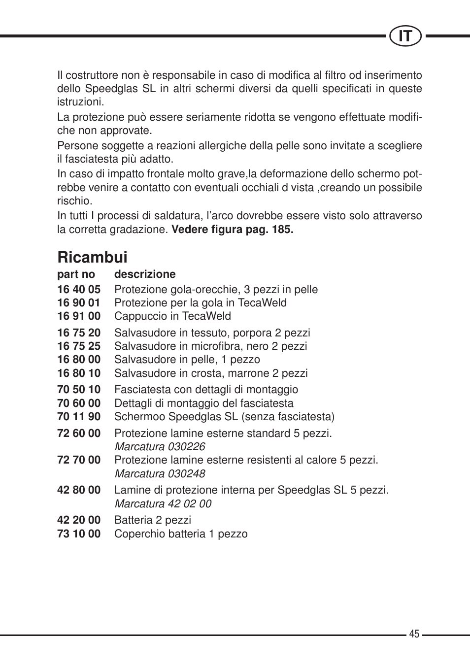 Ricambui | 3M SPEEDGLAS SL User Manual | Page 45 / 187