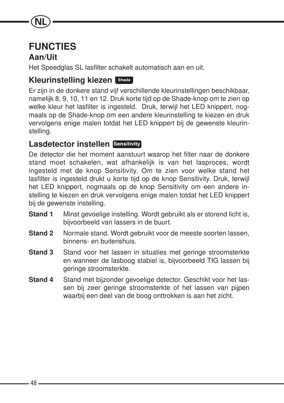 Functies | 3M SPEEDGLAS SL User Manual | Page 48 / 187