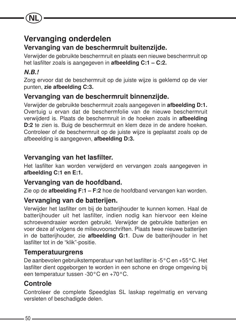 Vervanging onderdelen | 3M SPEEDGLAS SL User Manual | Page 50 / 187