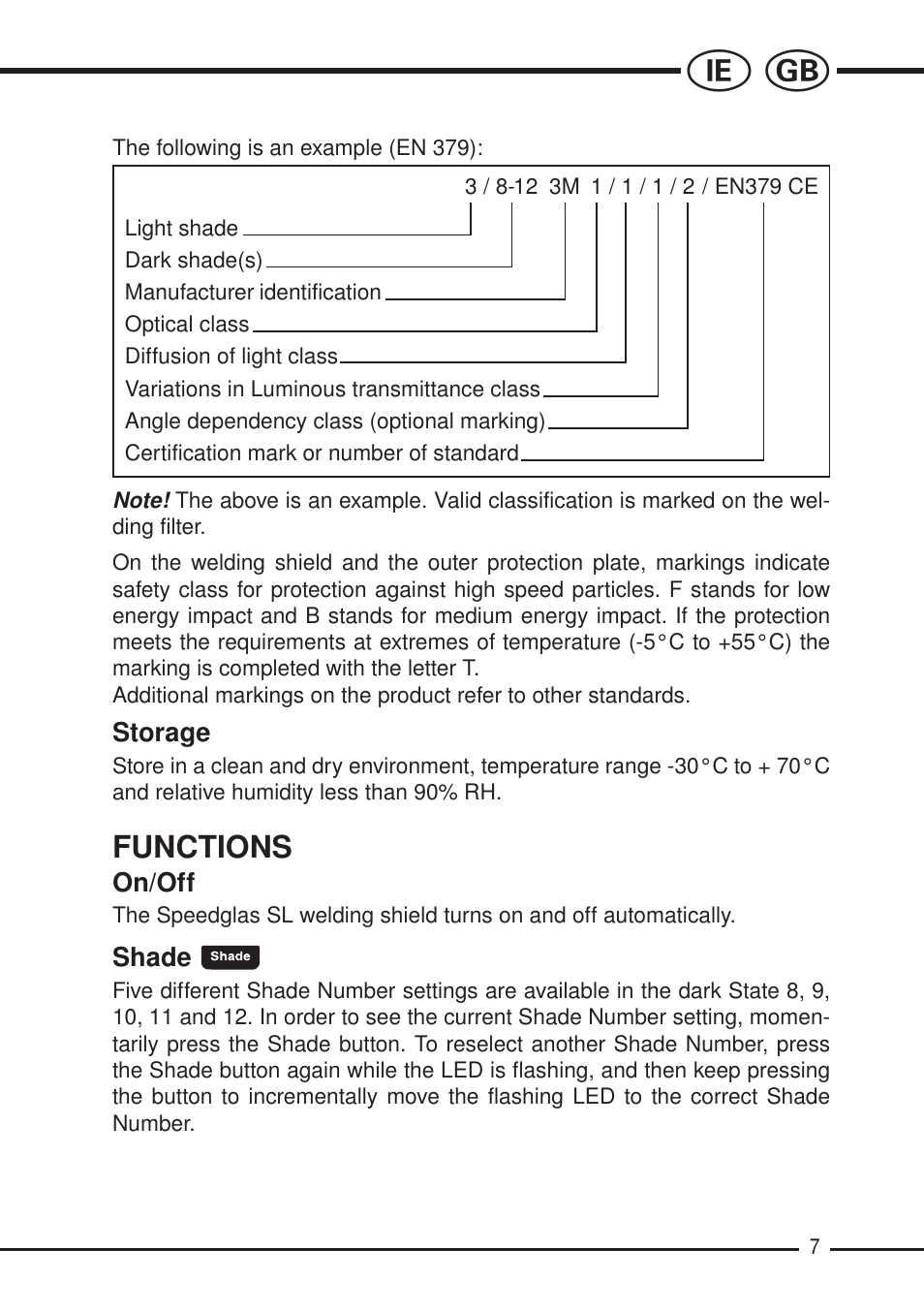 Functions | 3M SPEEDGLAS SL User Manual | Page 7 / 187
