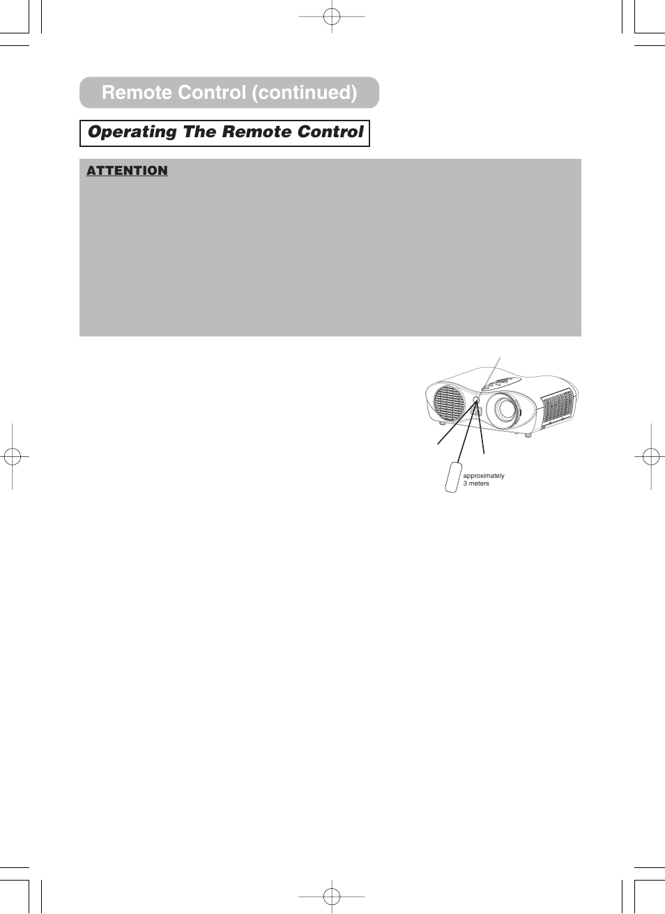 Operating the remote control, Remote sensor, Remote control (continued) | 3M H10 User Manual | Page 13 / 45