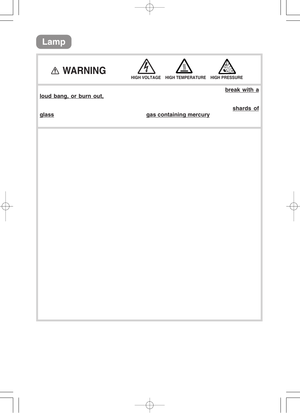 Lamp, Warning | 3M H10 User Manual | Page 32 / 45