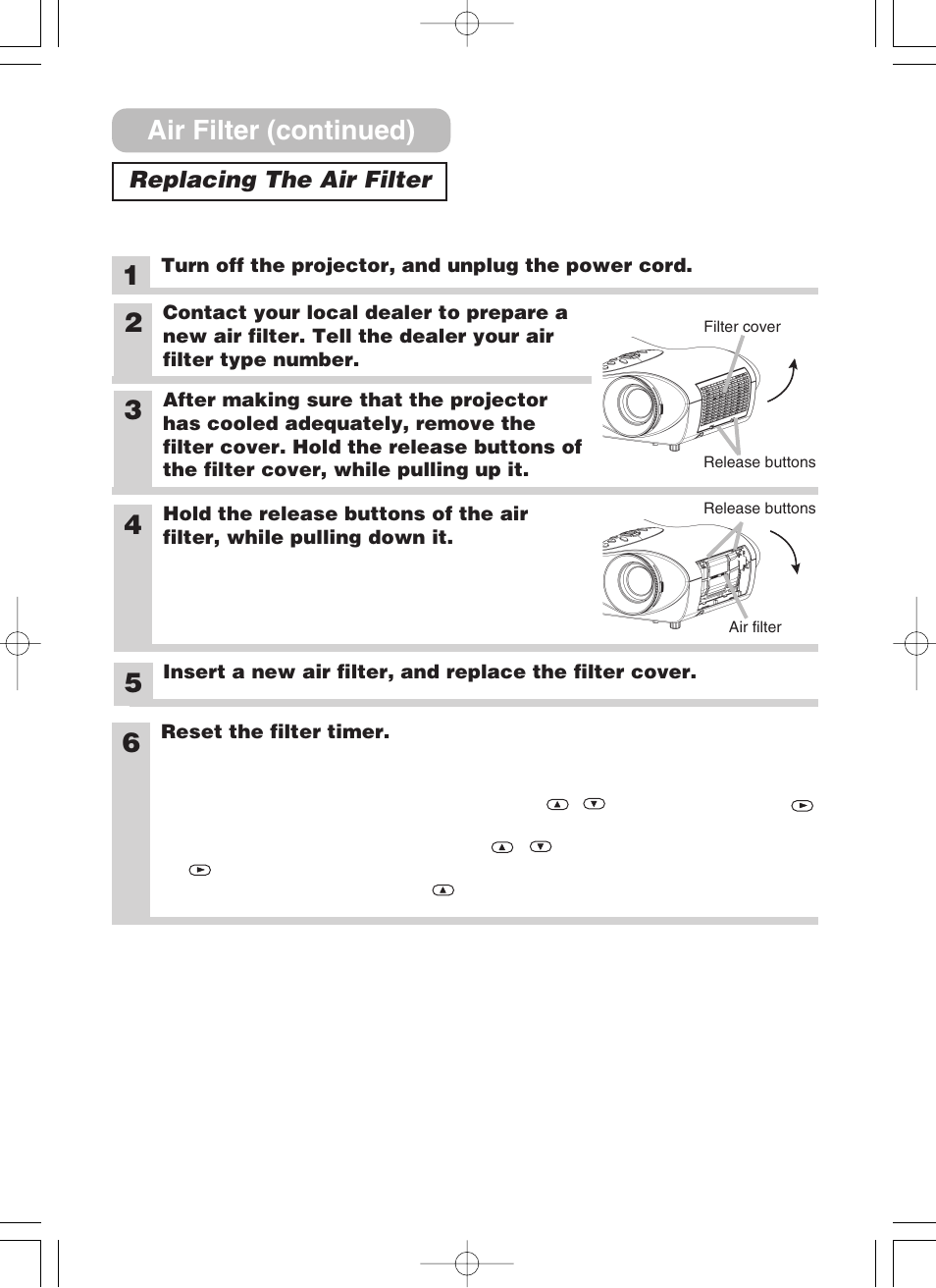 Replacing the air filter, 5air filter (continued) | 3M H10 User Manual | Page 35 / 45