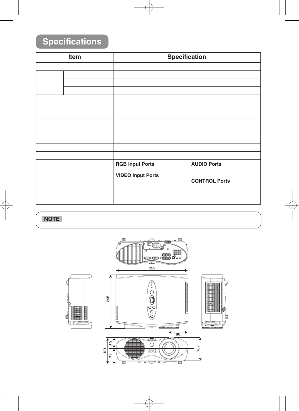 Specifications, Item specification | 3M H10 User Manual | Page 43 / 45