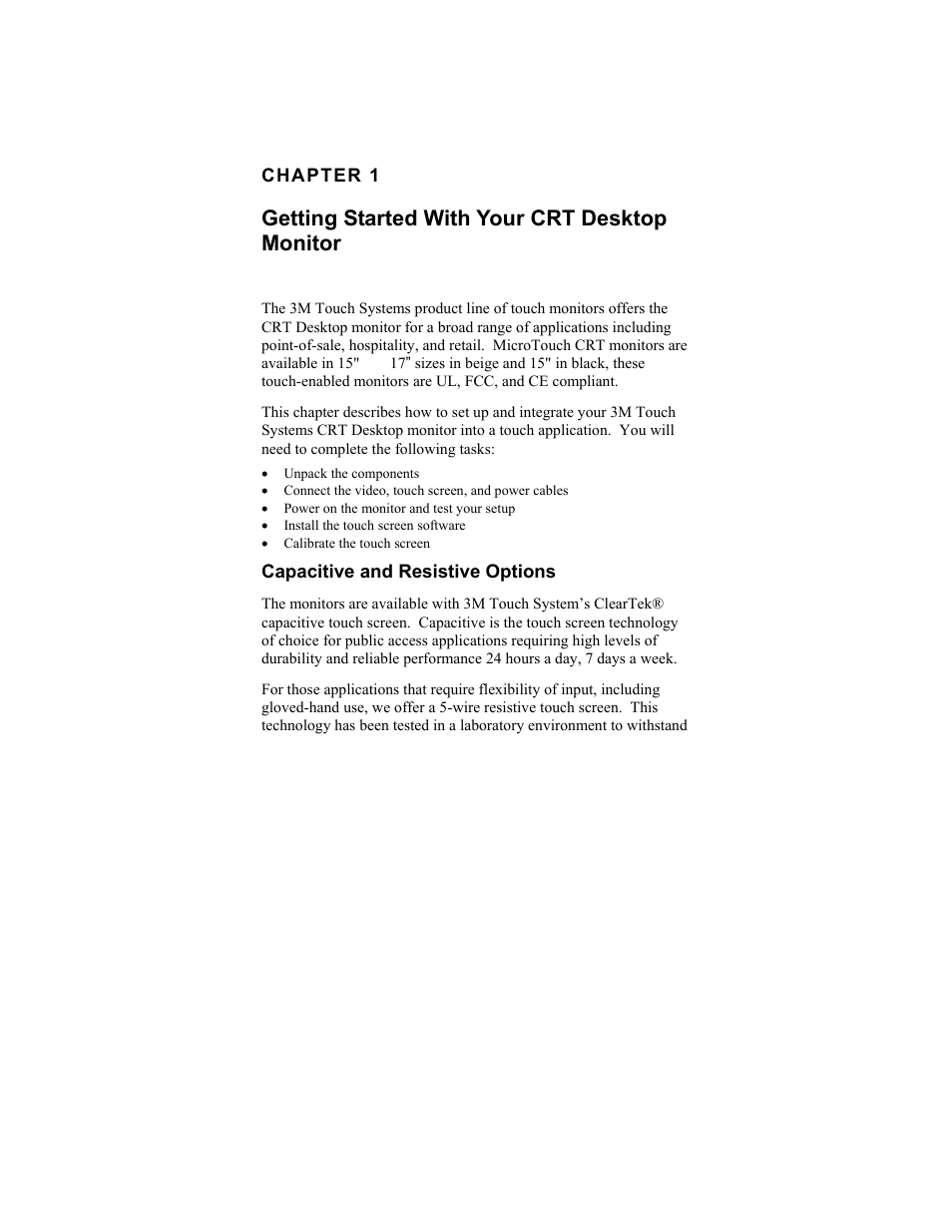 Capacitive and resistive options, Getting started with your crt desktop monitor | 3M Touch Monitor RS-232 User Manual | Page 13 / 30