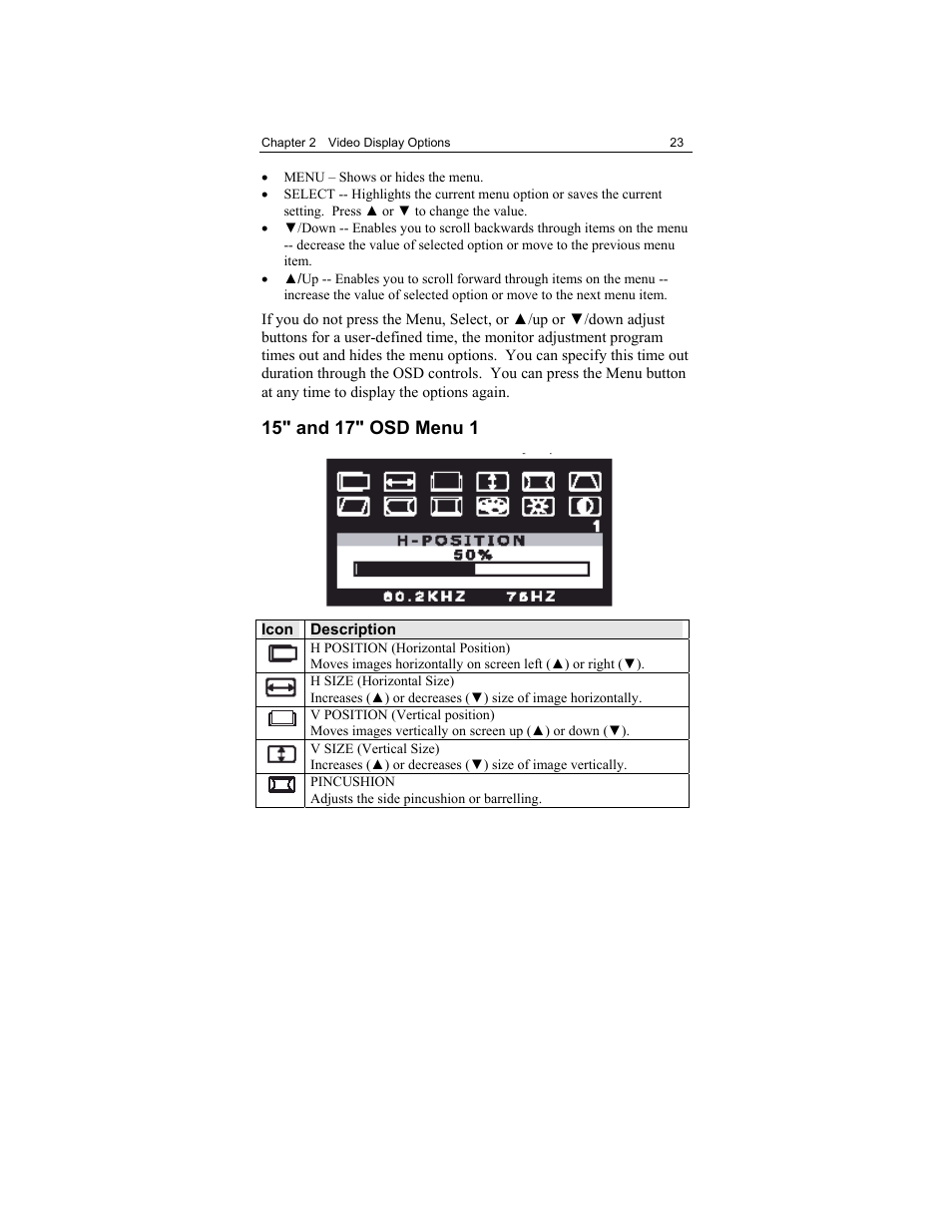 15" and 17" osd menu 1 | 3M Touch Monitor RS-232 User Manual | Page 22 / 30