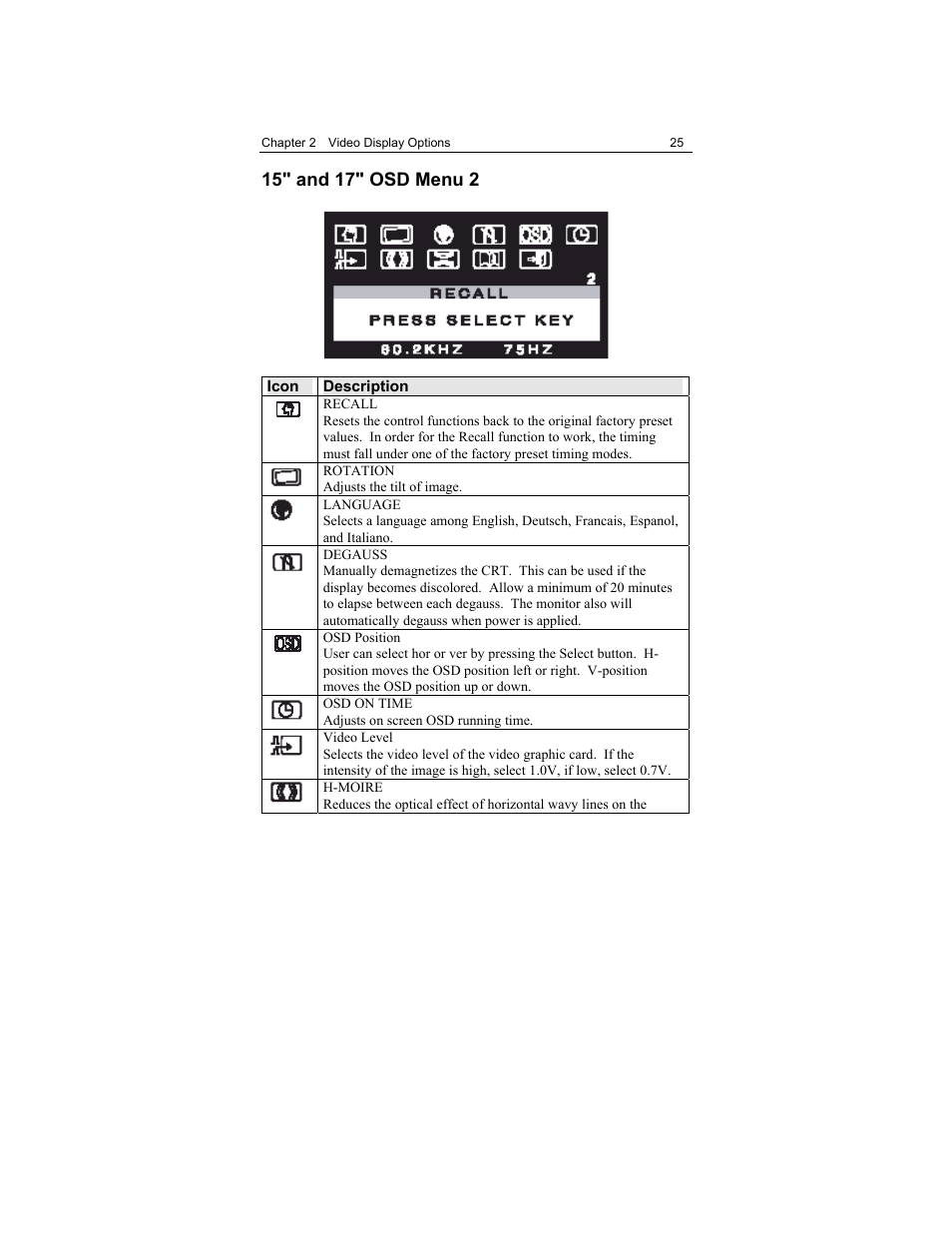 15" and 17" osd menu 2 | 3M Touch Monitor RS-232 User Manual | Page 24 / 30