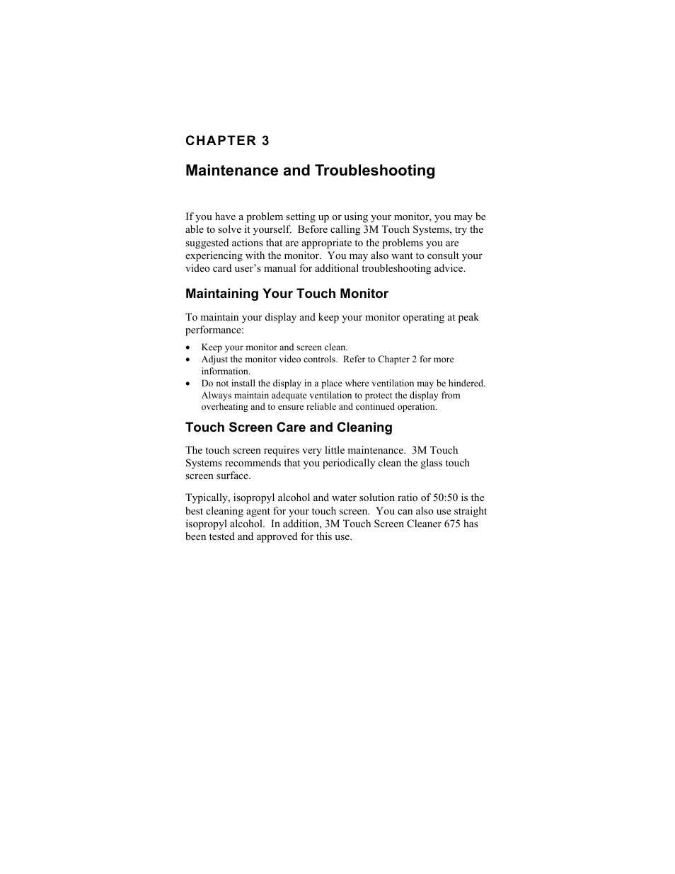 Maintenance and troubleshooting | 3M Touch Monitor RS-232 User Manual | Page 26 / 30