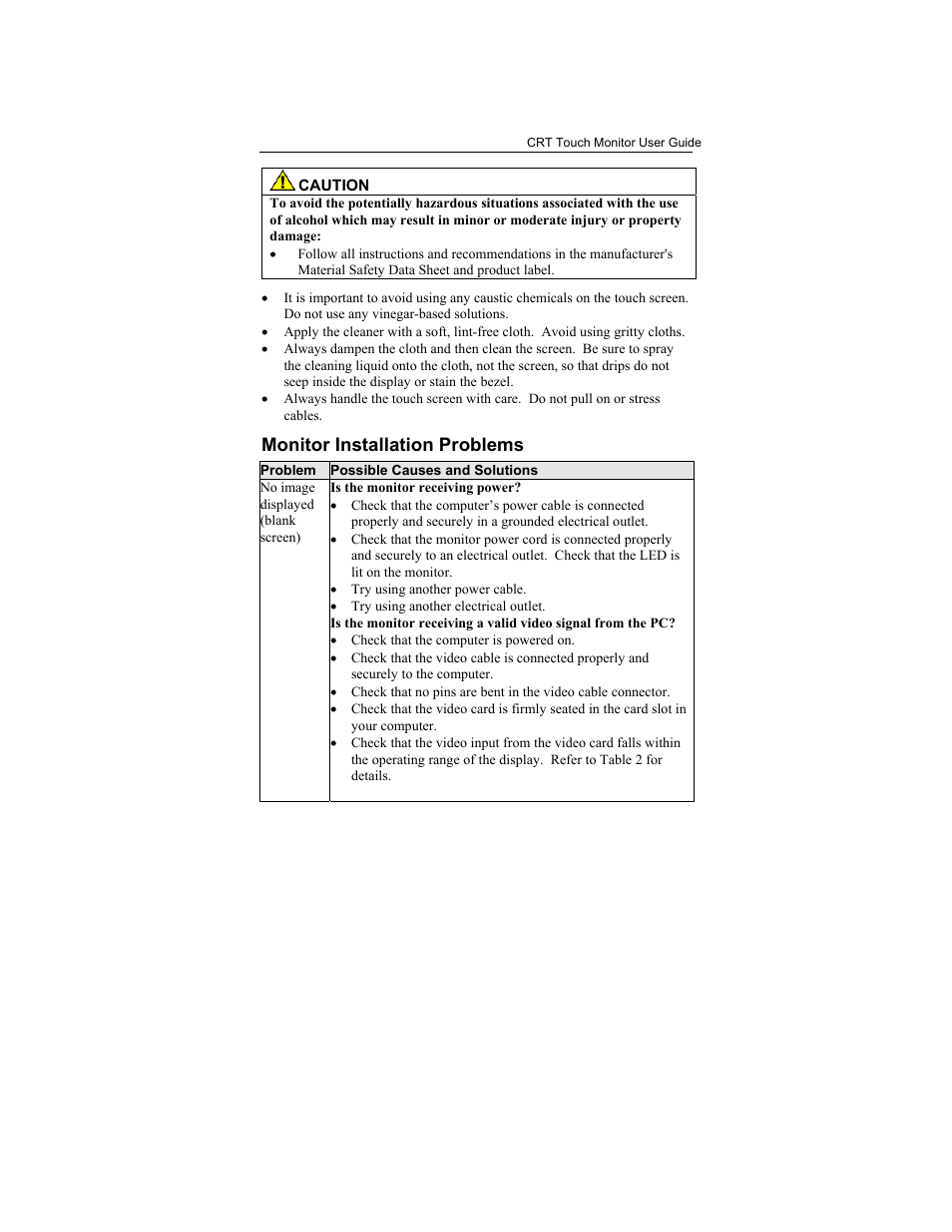 Are the brightness and contrast settings too low, Monitor installation problems | 3M Touch Monitor RS-232 User Manual | Page 27 / 30