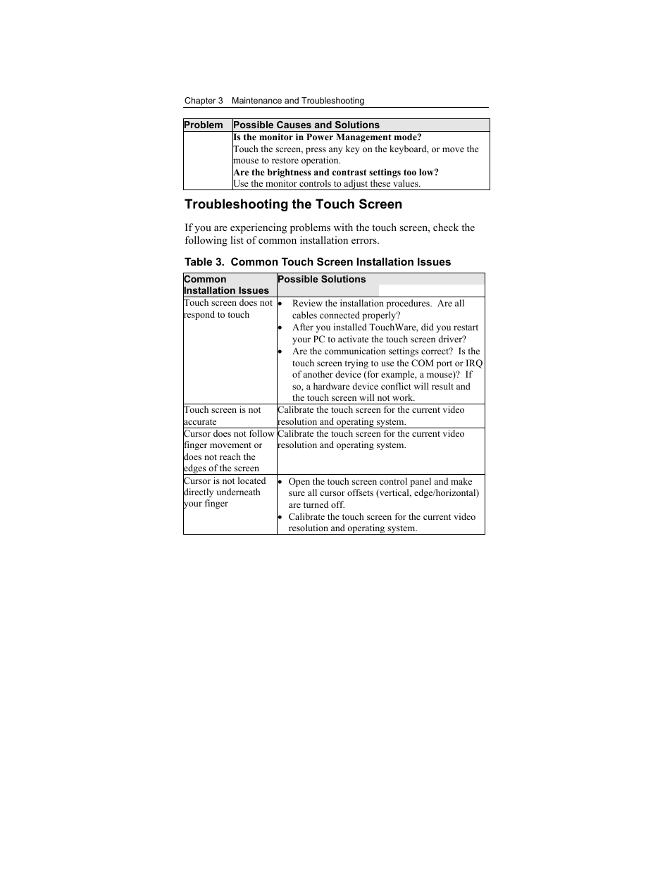 Use the monitor controls to adjust these values, Troubleshooting the touch screen | 3M Touch Monitor RS-232 User Manual | Page 28 / 30