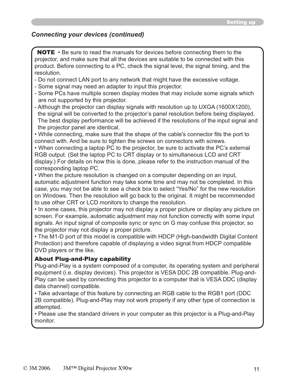 3M X90w User Manual | Page 11 / 73